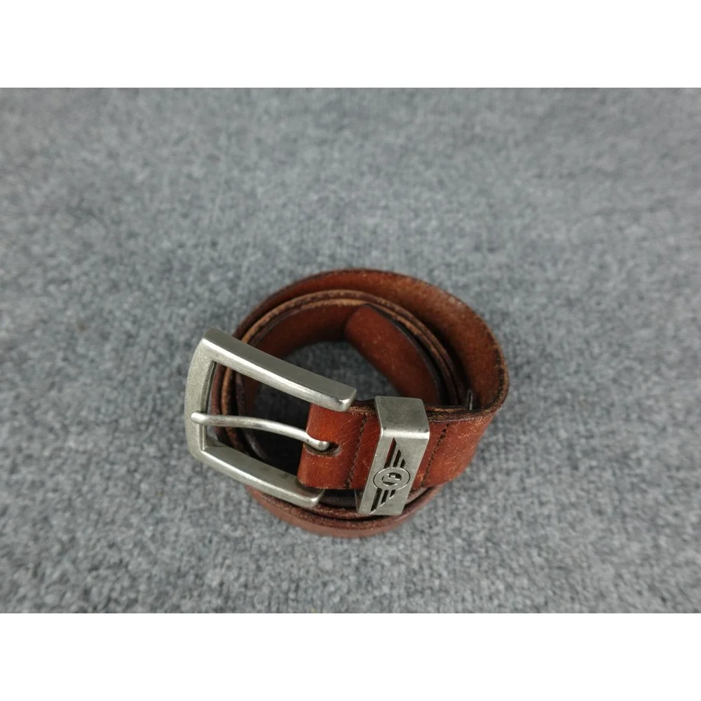 Fossil Men's Brown Leather‎ Belt Silver Buckle Casual Distressed Size 38